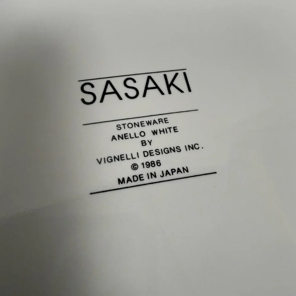Set of 5x Vintage 1986 Sasaki Anello White Plates Vignelli Designs Made in Japan